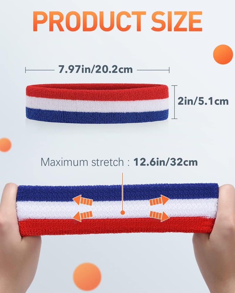 Tanluhu Sweatbands Sport Headbands for Men & Women,Terry Cloth Sweat Band for Tennis, Running, Basketball, Working Out, Execise - Athletic Sweat Cotton Headband Outdoor - Image 5
